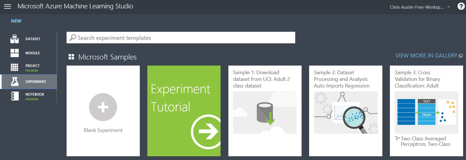 Experiment Options and Samples for Azure