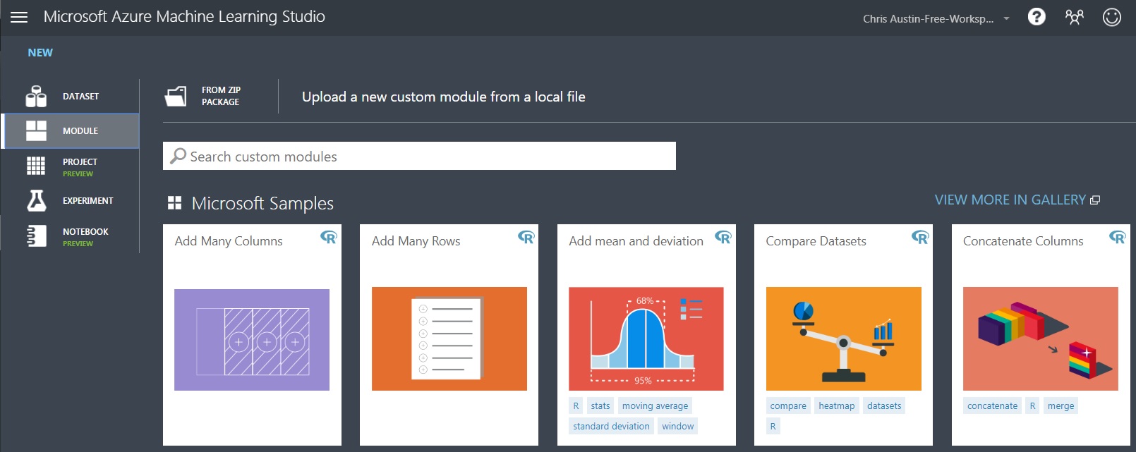 Modules within Experiments for Azure